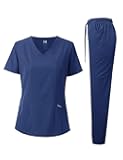 Women's Scrub Set 4-Way Stretch Y-Neck Stitch Tape Top and Pants