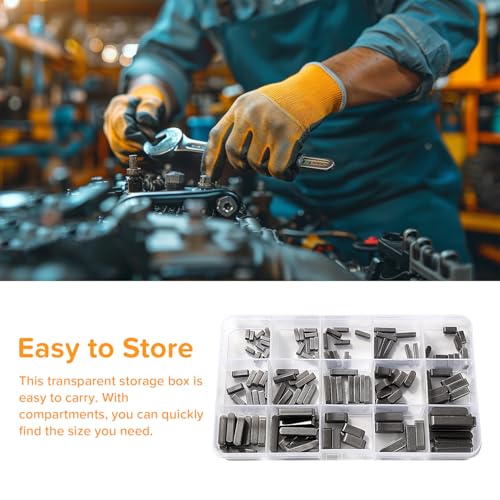 Lyeteung 140 Stücke 16 Größen 3-4-5-6 mm Round Ended Federschlüssel Sortiment, Karbonstahl Passfeder Passfedersatz, Parallelantriebswellenschlüssel, für Mechanische Industrie