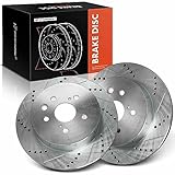 A-Premium 12.20 inch (310.00mm) Rear Drilled and Slotted Disc Brake Rotors Compatible with Lexus Models - IS250 2010-2015, IS350 2006-2015, GS300 2006, GS350 2007-2011, GS430, GS450h, GS460, 2-PC Set