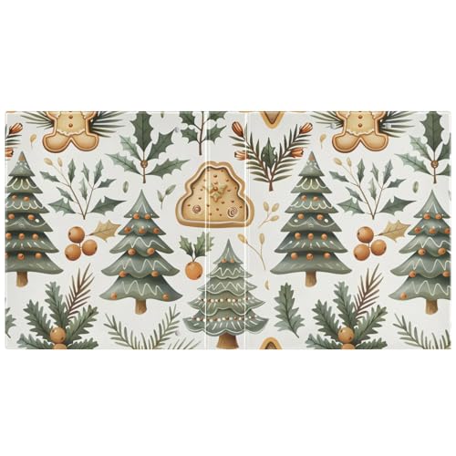 Image of Gingerbread Plant Green Christmas Tree Cookie 3 Ring Binder with 2 Interior Pockets 1.5 inch Binders 3 Ring Heavy Duty Fit 8.5 inch x 11 inch Letter Size for Office School, 2 Pack