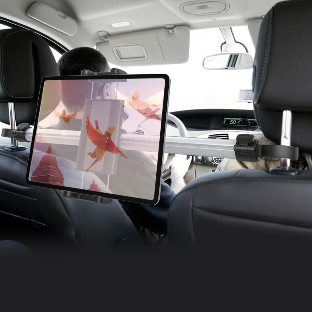 4-13" uchwyt na tablet i przełącznik do samochodu,stabilny i bezpieczny między zagłówkami,iPada, uchwyt samochodowy na środkowy tablet,pasuje do iPad Mini Air, iPad Pro 12.9 11..