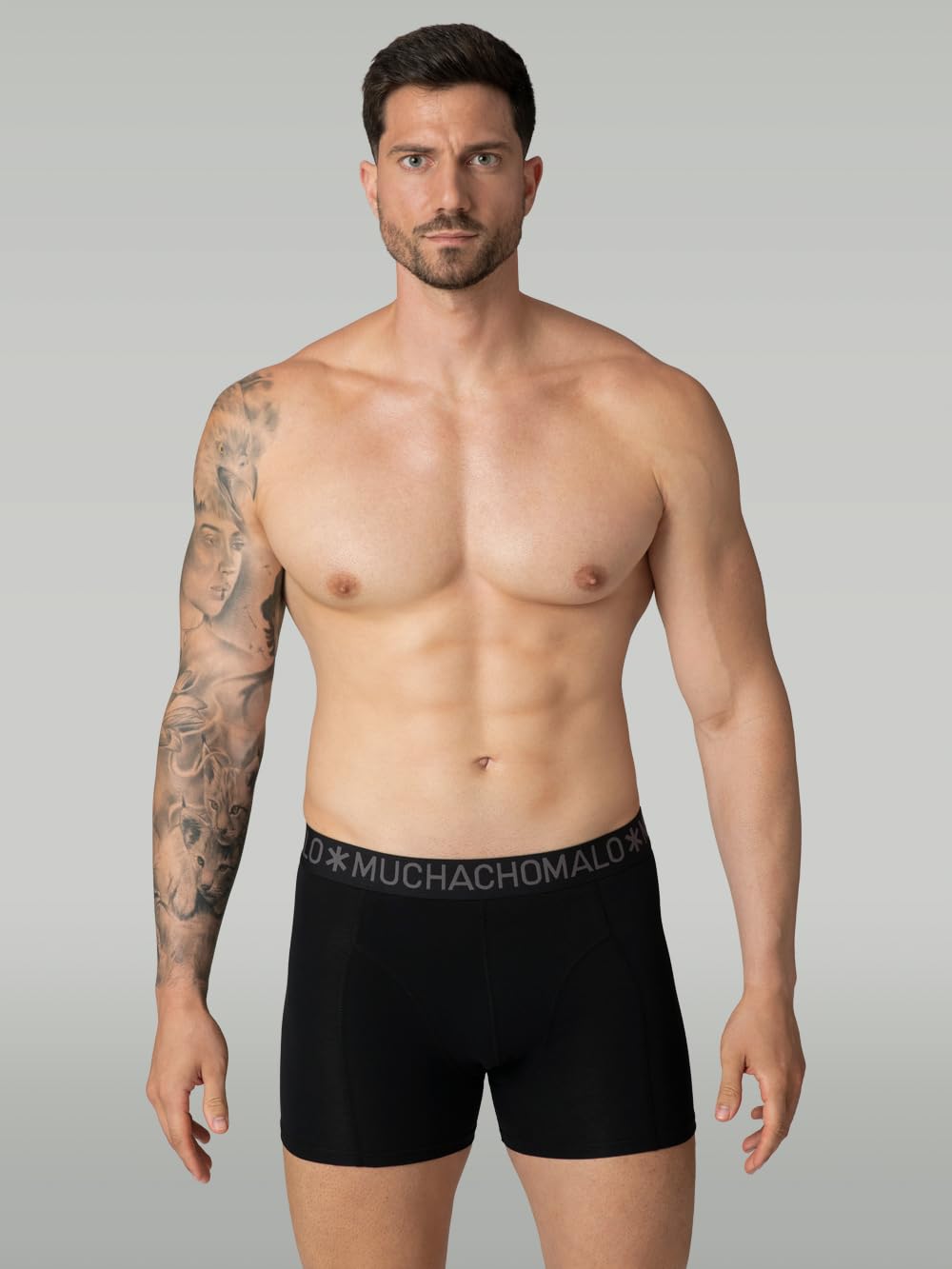 Muchachomalo Uomo Boxer 7-Pack, Tinta Unita, Cotone, Fascia Elastica