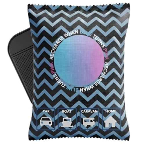 Reusable Car Dehumidifier Bags Moisture Absorber for Cars,Vans Caravans and Home Condensation Absorber with Blue to Pink Moisture Indicator and Non-Slip Pads, Pack of 2