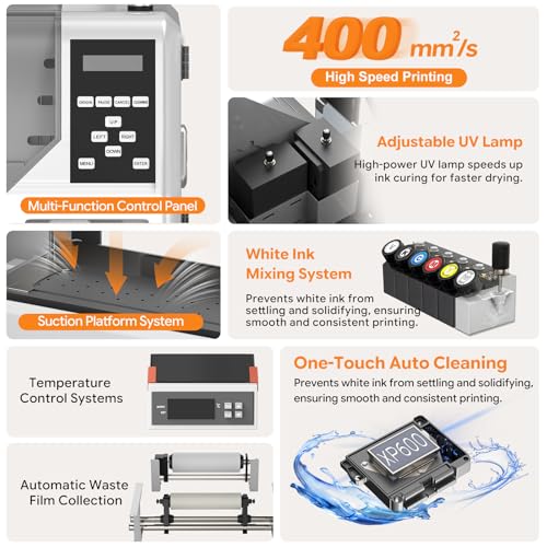 Image of PLK A3 UV DTF Printer All-in-One,No Laminator Needed,Dual XP600 Print Heads, Auto Cleaning System&White Ink Stirring,High-Speed UV DTF Printer for Glass,Metal,Wood,Tumblers,Leather,Sticker