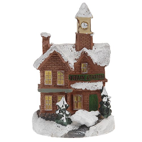 Preisvergleich Produktbild Weihnachts-Dekohaus "Bahnhof mit LED-Beleuchtung, 9 cm hoch