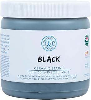 Penguin Pottery - Tinte de cerámica negro - Colorantes para arcilla, esmaltes, esmalte de cerámica deslizante de arcilla, esmalte de cerámica para cono 06 a 10 (2 libras/907 gramos)
