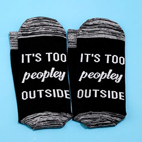 JXGZSO 2 Pairs Introvert Gift Socks Introvert Humor Gift It’s Too Peopley Outside Socks3