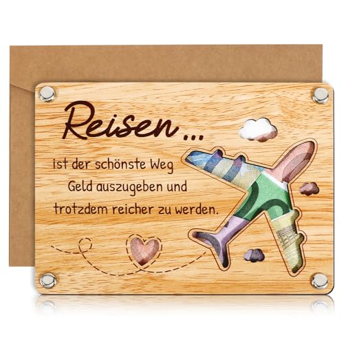 BOFUNX Reise Geldgeschenke Verpackung aus Holz Geldgeschenk Geburtstag Reisegutschein Gutschein Verpackung Reise Urlaub Abenteuer Geschenk Geburtstagsgeschenk Weihnachten Geldgeschenk