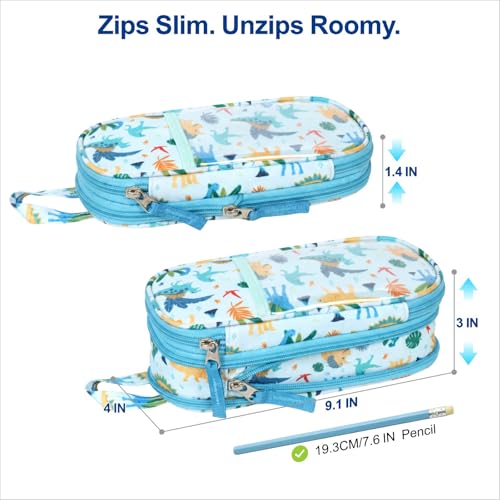 Image of Bagseri Pencil Case for Boys - Expandable Cute Kids Pencil Case | Wide Opening Pencil Pouch Organizer for School Supplies,Cute Kids Pencil Case for Boys, Dark Blue Galaxy