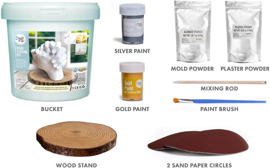 Hand Casting Kit By Craft It Up! - DIY Plaster Statue Molding Kit - Hand Holding Craft for Couples Activity Set - Unique Baby Shower, Anniversary, Wedding Gift - Baby Hand And Feet Mold Keepsake 6 51UoBKONPRL. AC