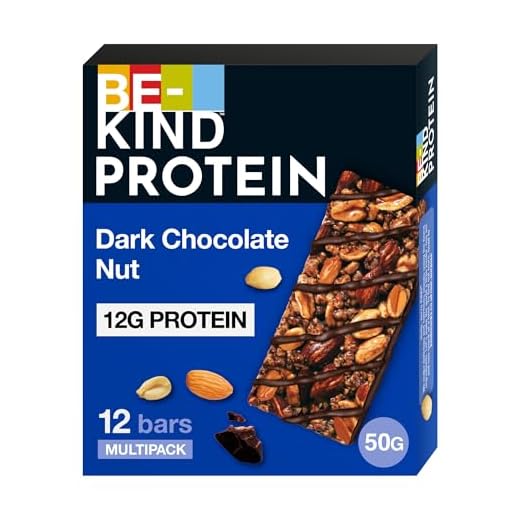 BE-KIND Barritas Proteina con Frutos Secos Tostados, Nuez de Chcolate Negro, Sin Gluten, Alto en Fibra y Proteina, Barritas Energeticas, 12x40g