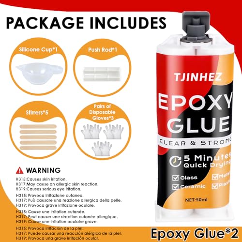 2K Epoxidkleber 100ml - 5 Minuten Schnellhärtender Kraftkleber | Transparenter 2 Komponenten Epoxidharz | Extra Stark, Wasserdicht & Hitzebeständig | Für Kunststoff, Holz, Glas, Stein, Keramik, Metall