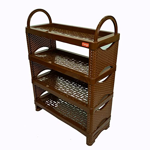 Image of Mango Multi Purpose Plastic Shelf | Shoe Rack |Book Shelf B 4T|Set of 4 Shelves (Big, Dark Beige)