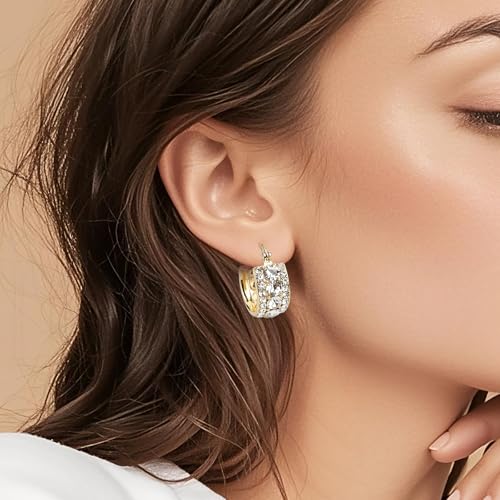 Hoop Earrings for Women 14K Gold Plated Cubic Zirconia Earrings,Delicate Huggie Hoop Earrings,Simple Lightweight Hoops Gift for Women4