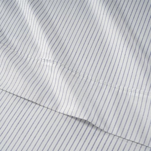 Image of LANE LINEN 100% Cotton Sheets Full Size - Premium 450 Thread Count Sateen Weave for A Silky Feel - Extra Breathable & Cozy for Year Round Comfort - Fits Matresses Upto 15'' Deep - Tickling Stripe