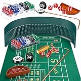 Lunmon Craps Tabletop Game Set Includes 35x70 Rubber Tabletop Layout Mat Craps Diamond Pyramid Rubber Bumper...