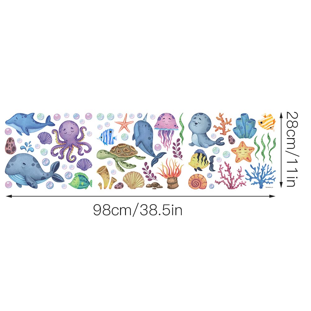 YunBey Pegatinas de Pared Infantiles, Bajo el Mar Vinilos Decorativos, Delfín Tropical Peces Tortuga Adhesivos Pared para Bebé Dormitorios, Guardería, Baño