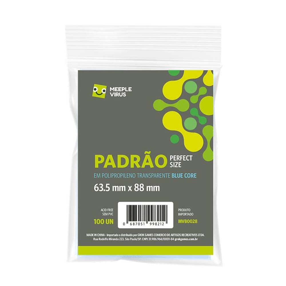 Sleeves Padrao Perfect Size 63,5 x 88 mm Blue Core - Meeple Virus