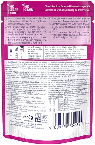 Vitakraft Poésie Délice, Nassfutter Katze, Katzennassfutter in Sauce, mit Huhn, Vorratspackung, ohne Zusatz von Zucker und Getreide (23x 85g)
