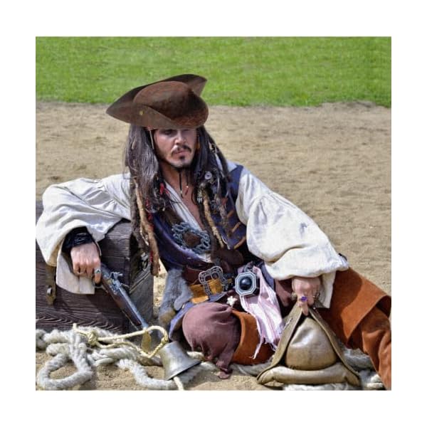 4e's novelty brown faux leather pirate hat for adult men women kids tricorn hat for halloween pirate costume accessories - image 4
