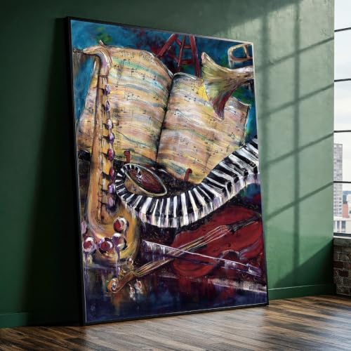 Tableau déco musique jazz partition violon grand format mural de 60 x 90 cm