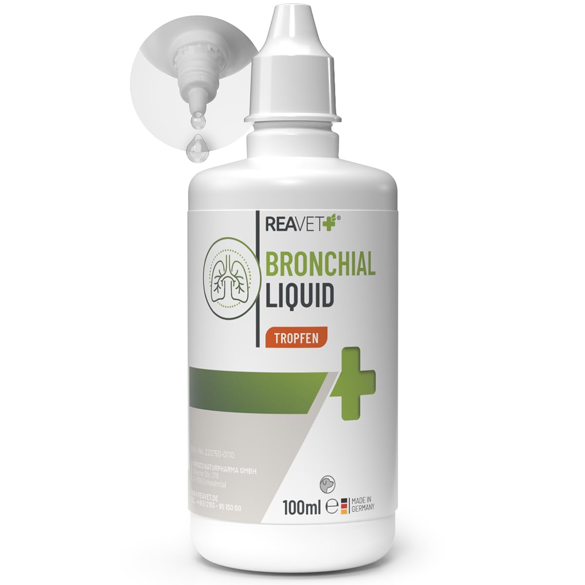 ReaVET Bronchial Liquid Tropfen für Hunde 100ml I Liquid zur Unterstützung der Atemwegsfunktion – für freie Atemwege