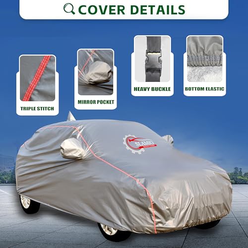 Image of Heavy-Duty Car Body Cover for Toyota Glanza (2019-2021) | Waterproof, Dustproof, UV Protection, Custom Fit, Heavy Belt & Buckle with Mirror & Antenna Pocket | Dark Grey