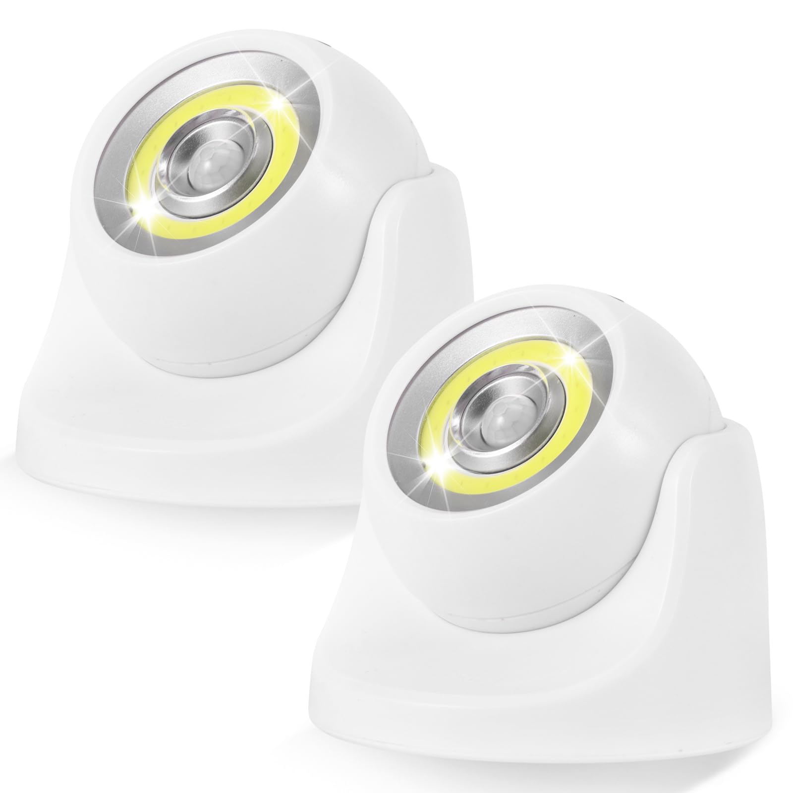 Bright Ball Light - 2PCS Motion Sensor Night Lights Indoor, Outdoor Lights Battery Powered, 360° LED Security Lights with PIR motion Sensor, Removable Wireless Motion Detector Light Auto On Off