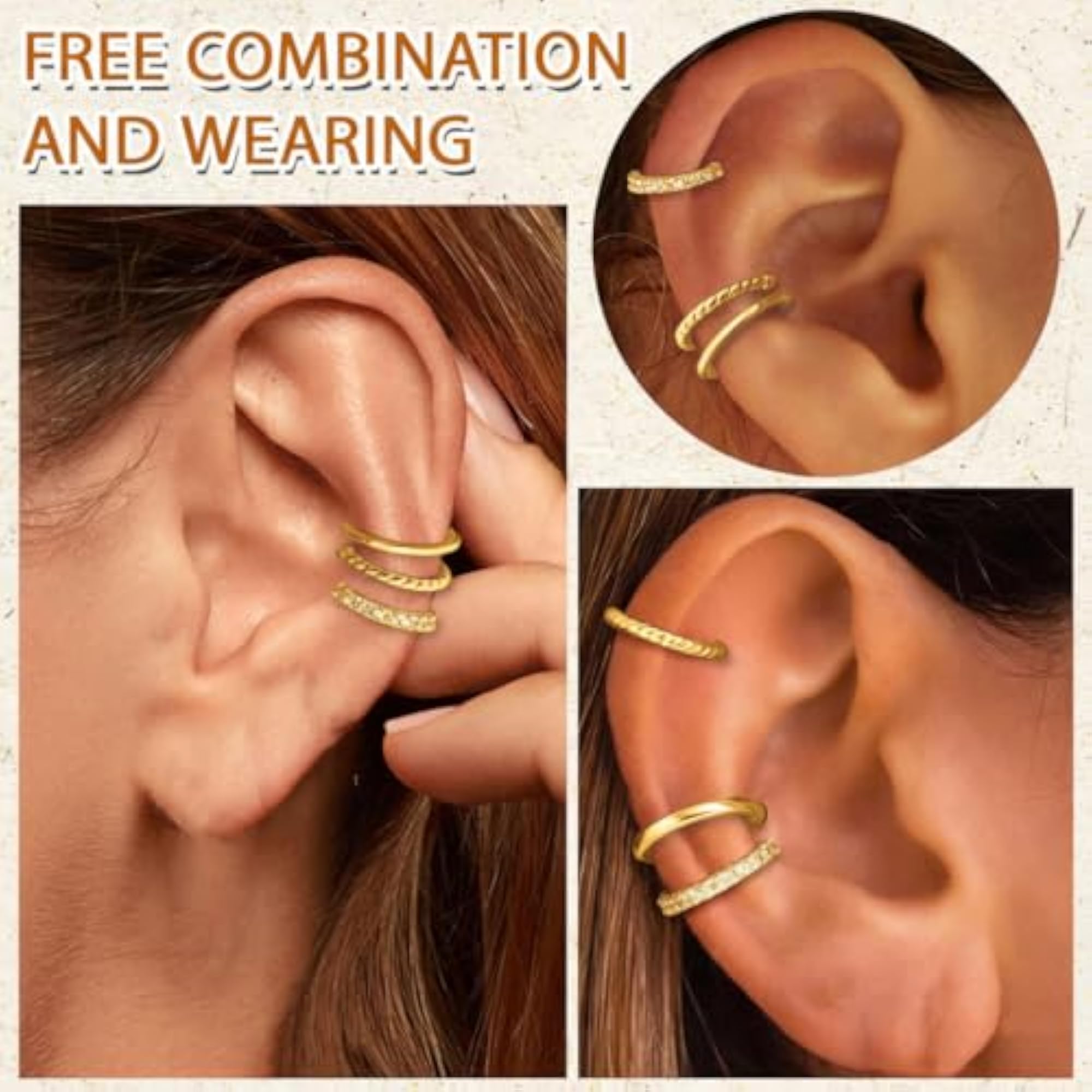 6PC Ear Cuffs Without Piercing, Stylish Hoop Earrings