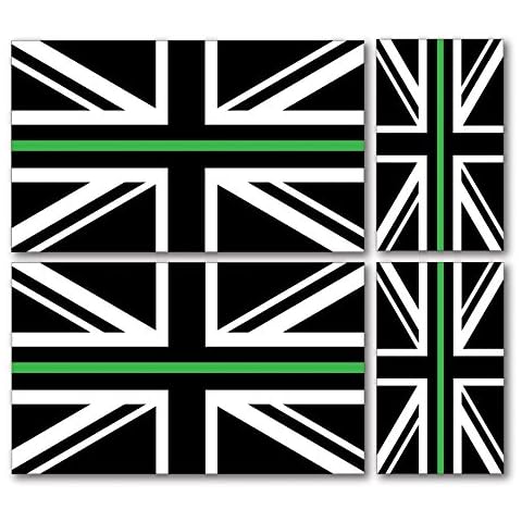 Landing Designs 4 X THIN GREEN LINE- PARAMEDIC UNION JACKS CAR VAN STICKERS Cover