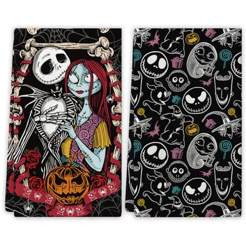 Nightmare Before Christmas Kitchen Decor: Spooky Style for Your Cooking Space 9 Yarcooly Halloween Kitchen Towels Dish Towels Holiday Gothic Decor Day of The Dead Halloween Decorations for Home Party