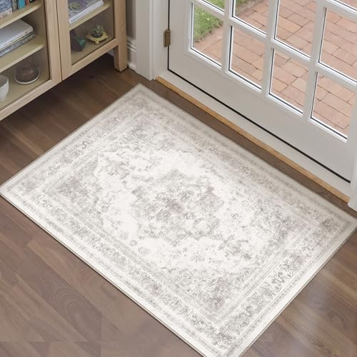 HUGEAR Vintage Tappeto Ingresso Interno Grigio Tappeti 60x90cm Antiscivolo Lavabile