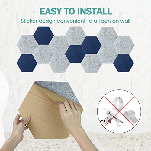 Krightlink 12 Pack Acoustic Panels With Self-Adhesive, 14" X 12" X 0.4" Hexagon Soundproof Wall Panels, High Density Absorbing Beveled Edge Pading Acoustic Treatment For Studio, Home (White) #TOP3