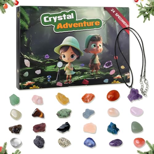 Panemy Calendario Adviento 2024, Calendario Adviento Minerales, Calendario Adviento Piedras Preciosas Minerales para Navidad, Halloween, Cumpleaños