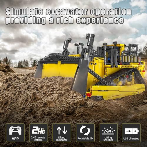 Mould King RC Bulldozer Building Set, Engineering Bulldozer Building Blocks - Image 2