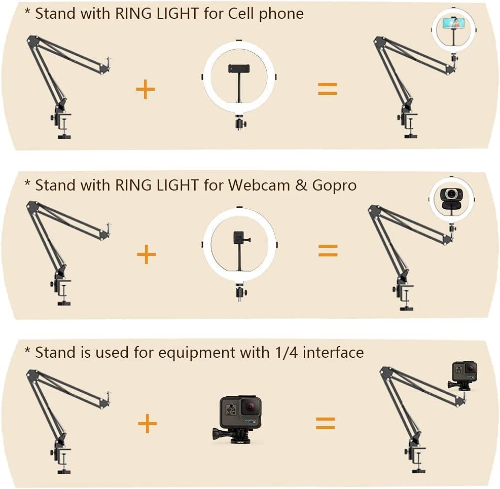 ADZOY-Professional-Combo-of-10-Inch-LED-Ring-Light-Overhead-Suspension-Arm-for-Cell-Phone-Baking-Craft-Calligraphy-Drawing-Online-Lesson-Video-Recording10Inch