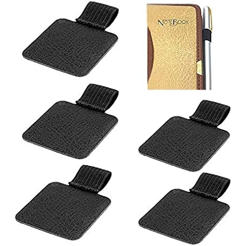 Cemiplus 5 Pcs Elastic Pen Holder for Notebook Pen Loop Pencil Loop Sticky Pen Holder Self-adhesive Leather Pen Holder Cover