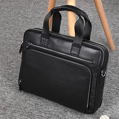 Large Capacity Briefcase Leather Men's Bag with Cowhide top Layer, Portable Shoulder Messenger Bag, Men's Travel Bag(E)3