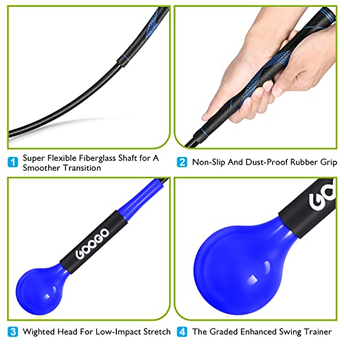 Googo Golf Flex Swing Trainer Aid, 48"/40" Golf Training And Correction Equipment Comes With Arm Band & Alignment Sticks, Golf Warm-Up Stick For Strength Flexibility Tempo, For Men Women Beginners #TOP3