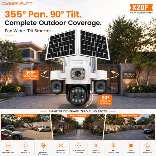 Image of XUGA Cybernautt X20F 16MP 4 Lens 4G PTZ Camera | heavy-duty Dual Solar Powered | 18X Optical Zoom | Color Night Vision | Motion Detection | Weatherproof | Upto 256GB SD