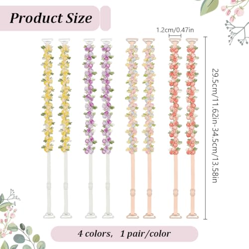 Image of FREEBLOSS 4 Pairs Decorative Floral Bra Straps Removable Invisible Bra Strap Replacement Adjustable Floral Decorative Straps