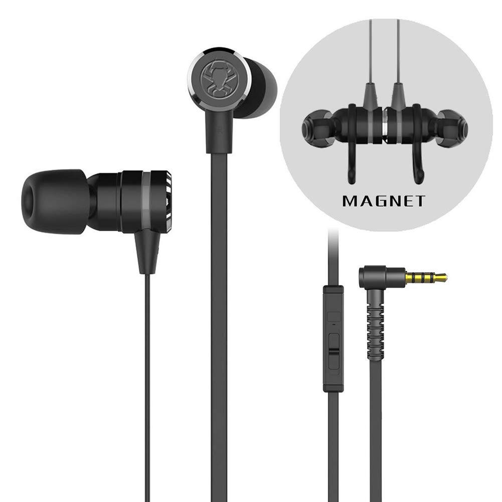 Kukakoo Earbuds/Earphones/Headphones, Noise Isolating Sport Earphones丨PLEXTONE G20 in-Ear Earphone Wired Magnetic PC Phone Gaming Headset with Mic for iPhone iPod iPad Android/MP3 MP4 Black