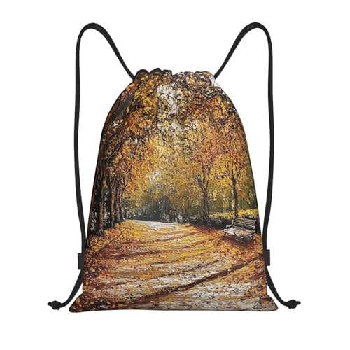 Drawstring Backpack Gym Drawstring Bag Autumn Park Sackpack String Bag for Sports Travel