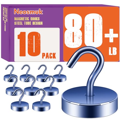 Image of Neosmuk Magnetic Hooks Steel Tube Design for Cruise,80lb+ Navyblue,10 Pack | Cruise Ship Essentials,Heavy Duty Magnett Hooks for Cabins, Refrigerator, Grill, Hanging, and Travel Extra Strong Must-Haves