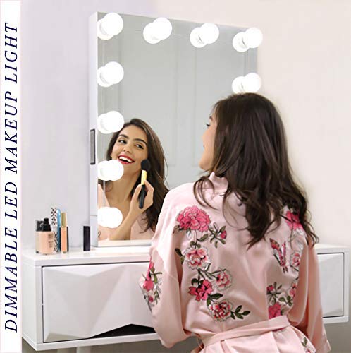Vanity Light Mirror Hollywood LED Lights for Mirror with 10 Dimmable Light Bulbs, Oroncho Vanity Light Kit Lighting Fixture Strip for Bedroom Makeup Plug in Table Set Dressing Mirror NOT Included