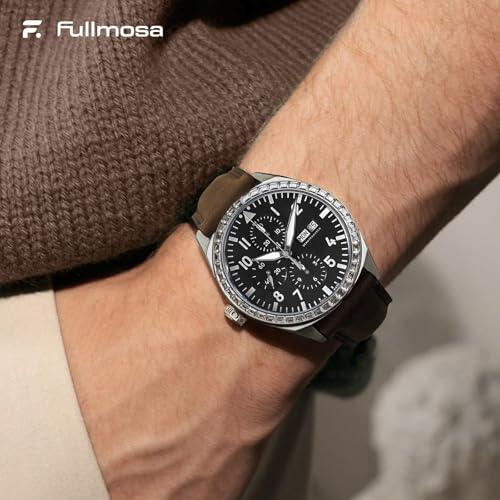 Fullmosa Echtleder Uhrenarmbänder 22mm Schnellwechsel-Armband für Damen & Herren, 2er Set Wechsel Lederarmbänder mit Edelstahl-Verschluss, Kaffee & Schwarz mit Schwarz-Verschlüsse