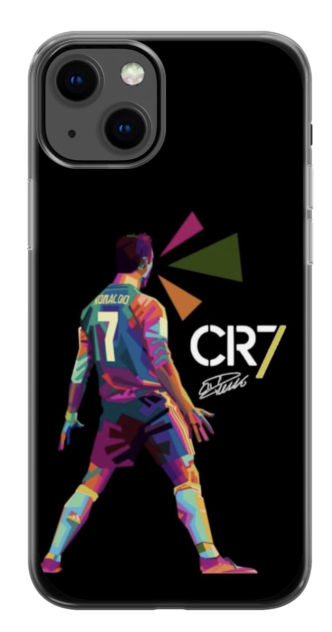 EZB Custodia per iPhone a tema Cristiano Ronaldo, custodia flessibile e ammortizzante per telefono con giocatore di calcio, custodia colorata CR7 (iPhone 11), nera
