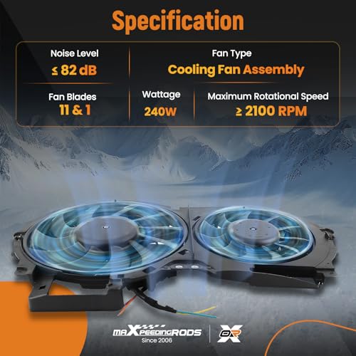 Image of maXpeedingrods Radiator Cooling Fan for Audi A6 2006-2011, 4F0121207A 4F0121207E, for Audi A6 Quattro 2005-2011, 4F0121207G 4F0121207Q