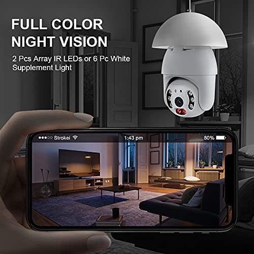 Eversecu 2K 4.0Mp Light Bulb Security Camera Outdoor Wireless, Motion Auto Tracking, 2 Way Audio, Spotlight Night Vision, Tuya Smart Life Wifi E27 Screw-In Cctv Camera Work With Alexa & Google Home #TOP6