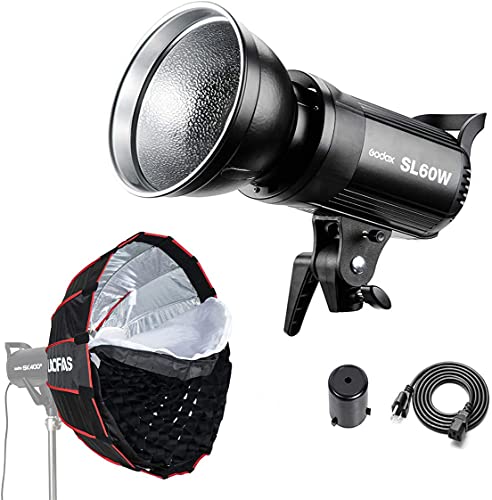 Godox SL-60W Kit with LAOFAS D60B Softbox, CRI95+ Qa>90 5600±300K Bowens Mount High Power Led Continuous Video Light, 433MHz Grouping System(6 Groups & 16 Channels) Godox SL-60W Kit with LAOFAS D60B Softbox, CRI95+ Qa>90 5600±300K Bowens Mount High Power Led Continuous Video Light, 433MHz Grouping System(6 Groups & 16 Channels)